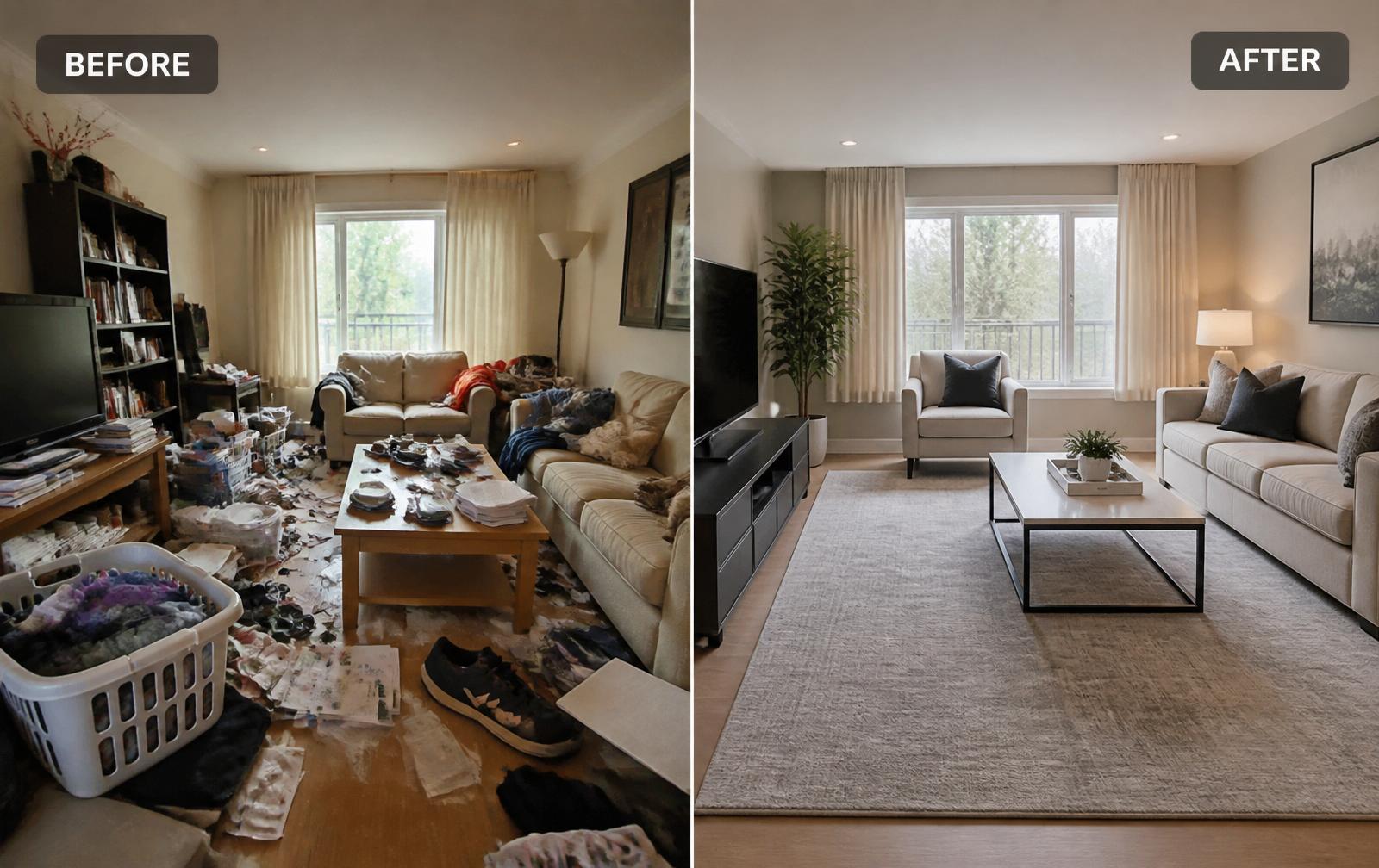 Before and after cleaning